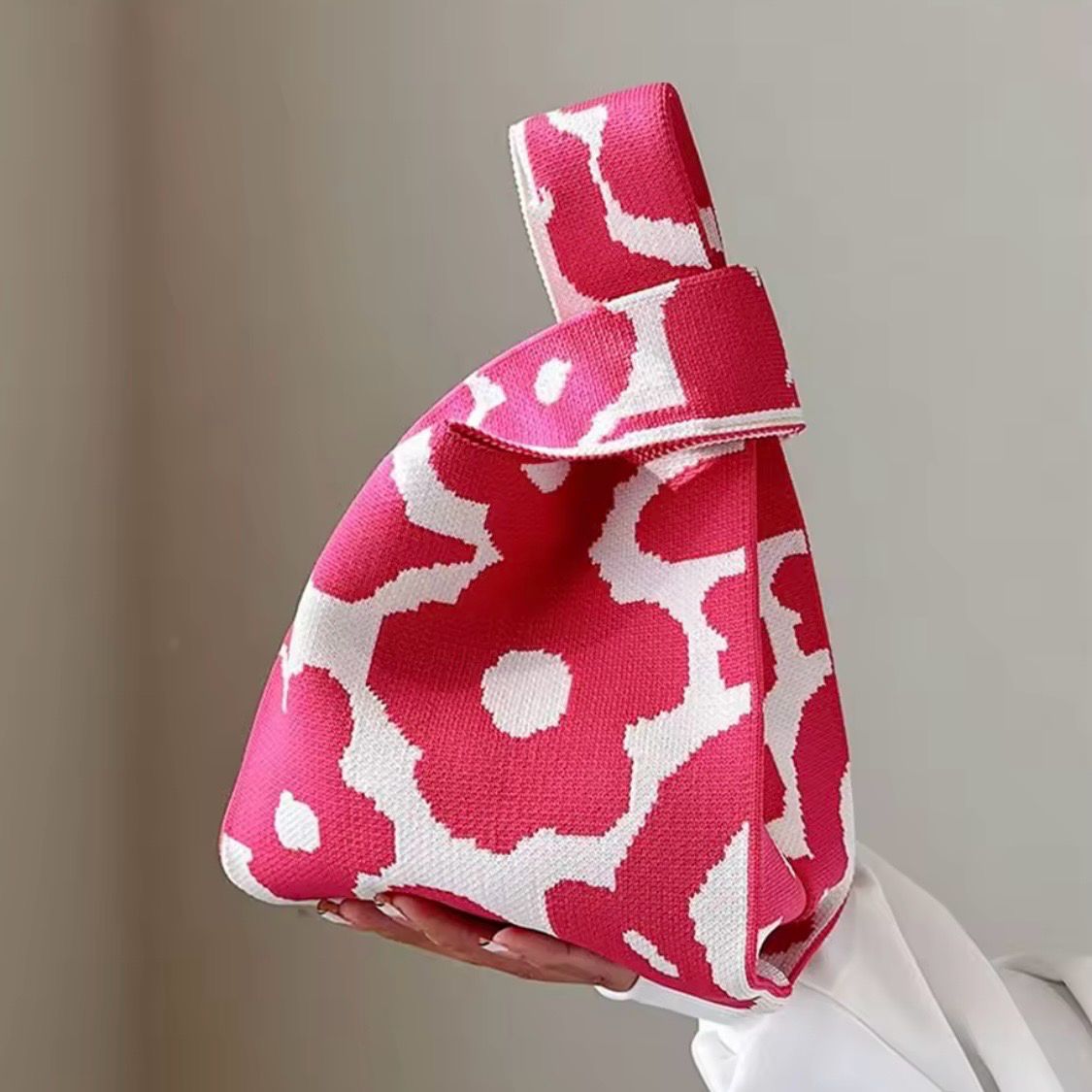 Knit Bag Flower Fuchsia