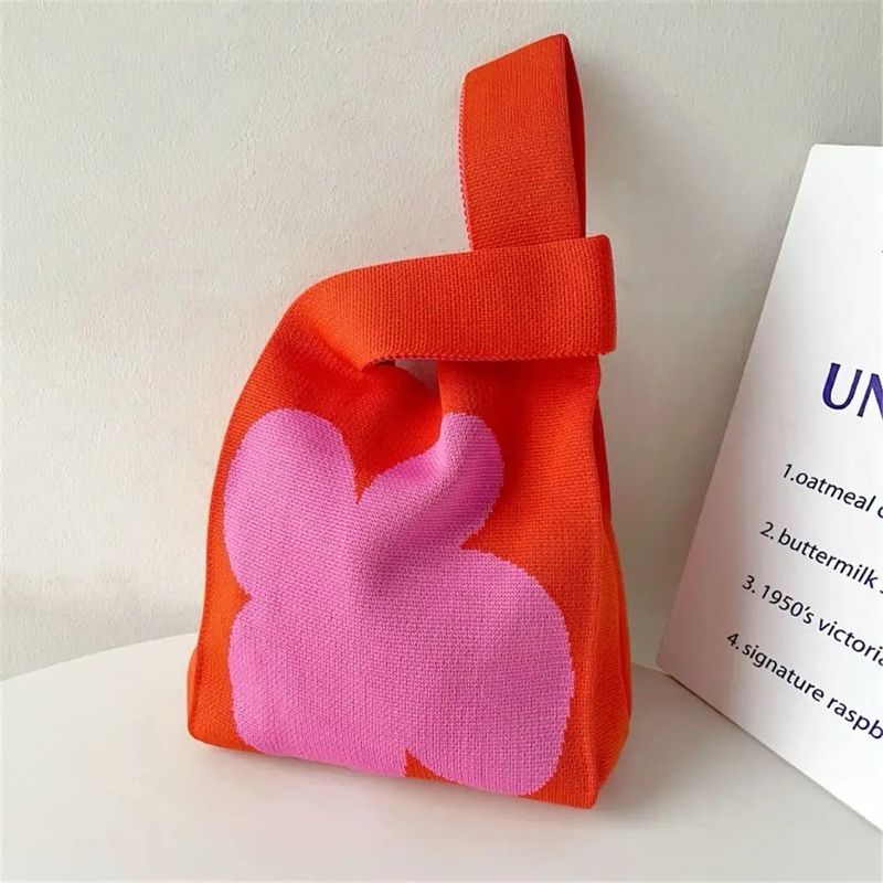 Knit Bag Pink Flower