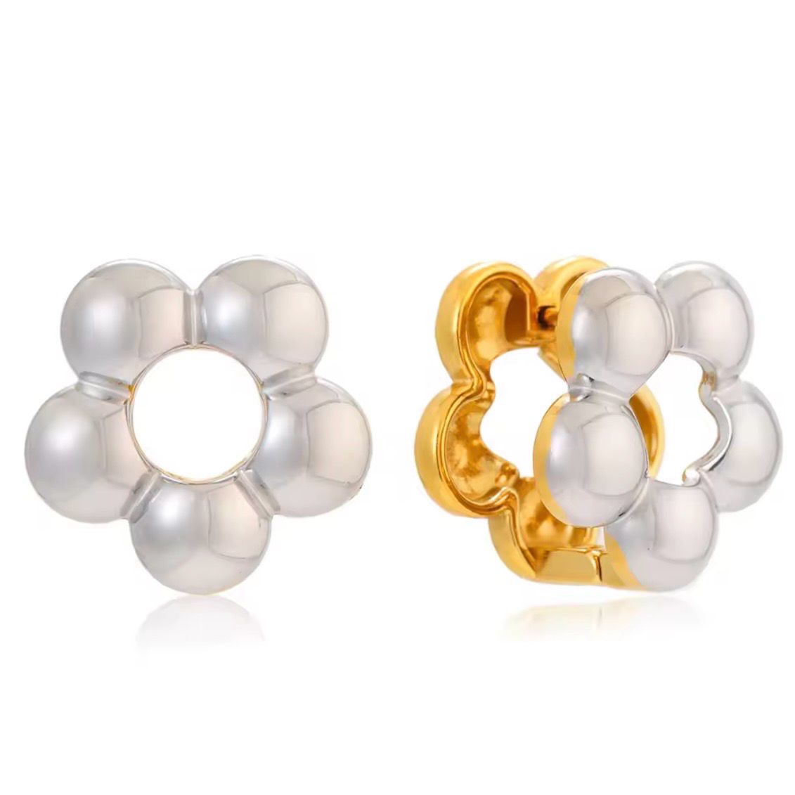 Silver Gold Flower Studs