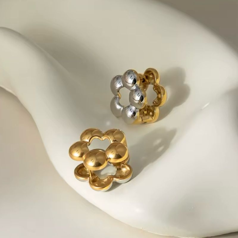 Silver Gold Flower Studs