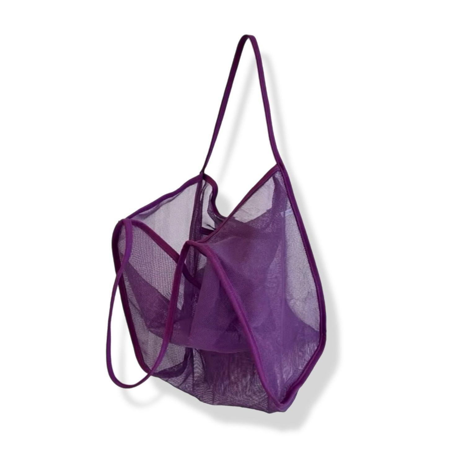 Purple Mesh Beach Bag