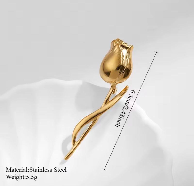 Gold Rose Brooch