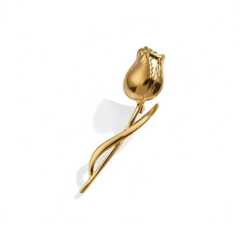 Gold Rose Brooch