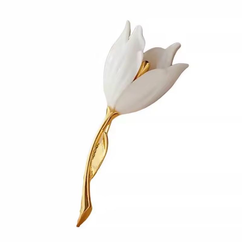 White Tulip Brooch