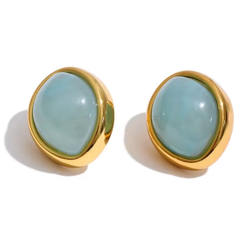 Light Blue Oval Studs