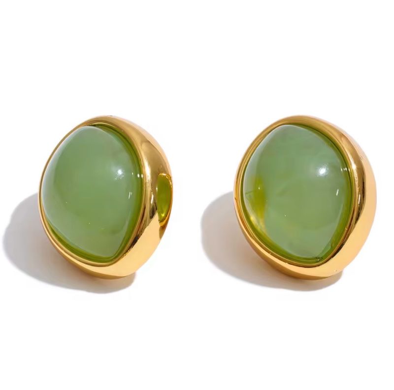 Green Oval Studs