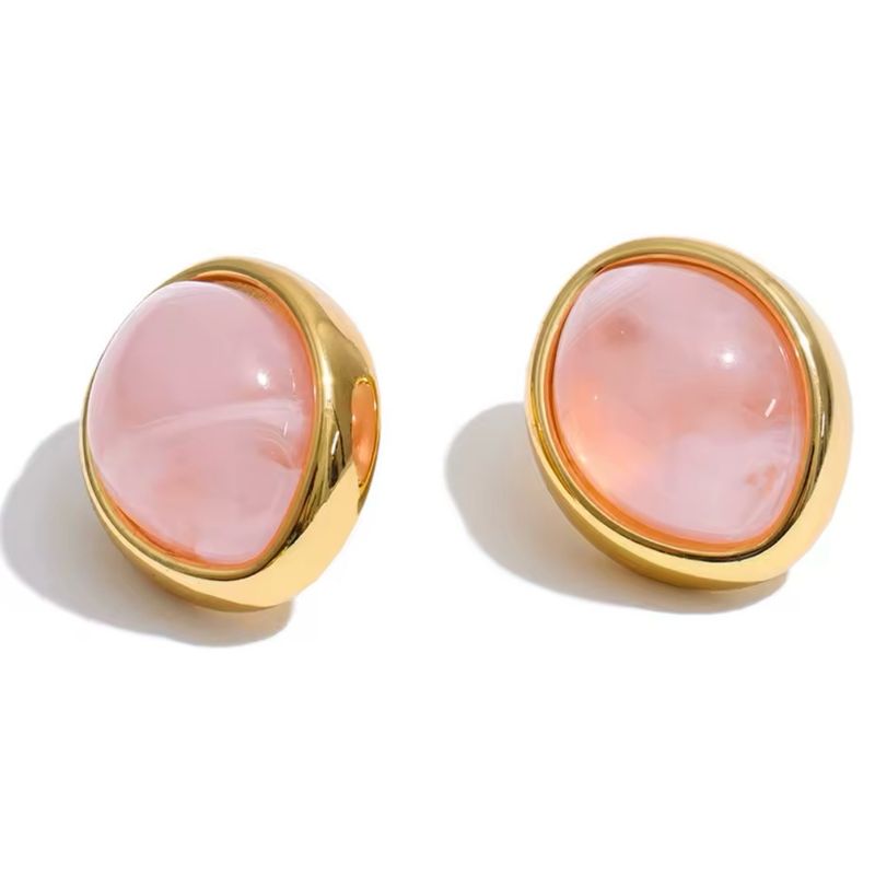 Pink Oval Studs