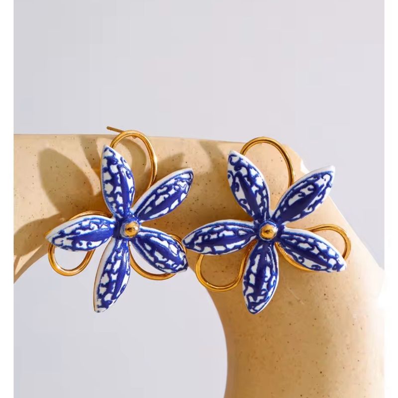 Ocean ceramic Flower Earrings
