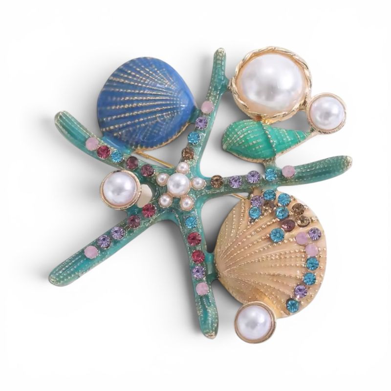 Starfish shell brooch