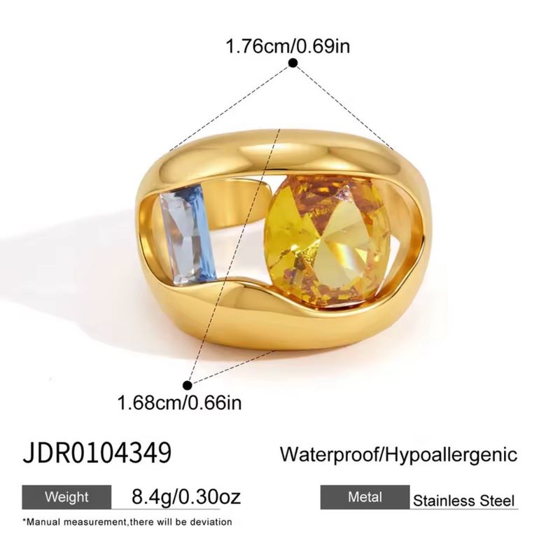 Yellow Blue Zircon open ring