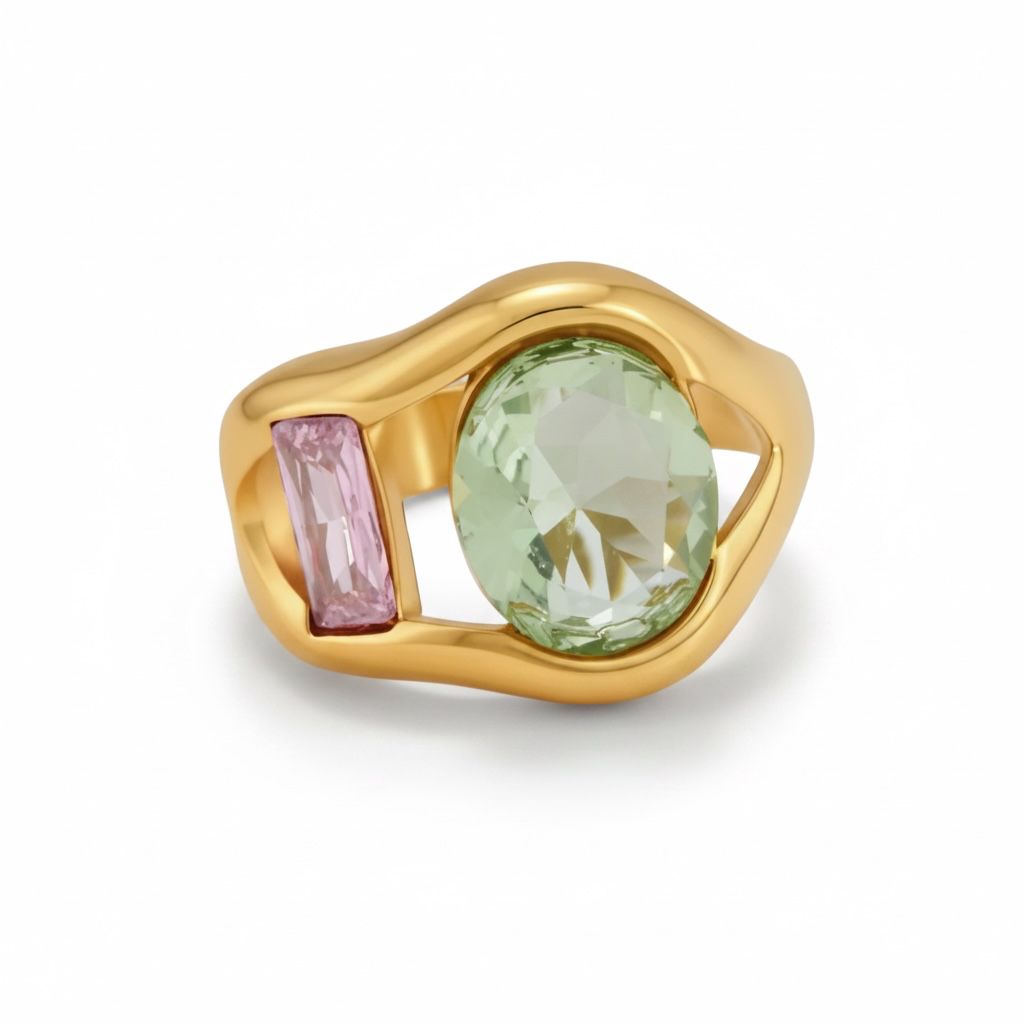 Pink Mint Zircon open ring