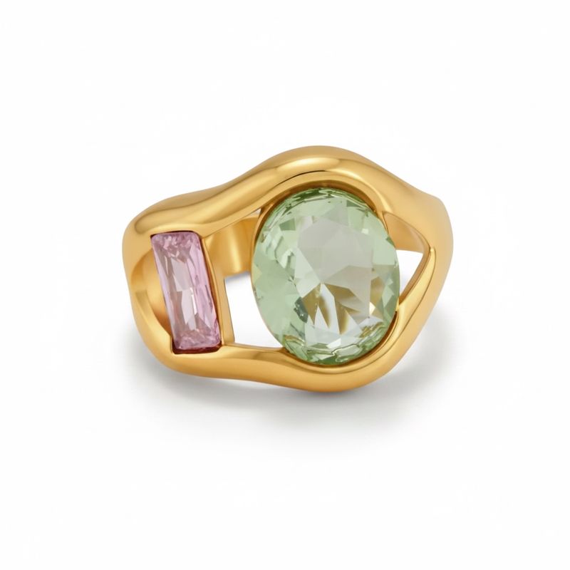 Pink Mint Zircon open ring