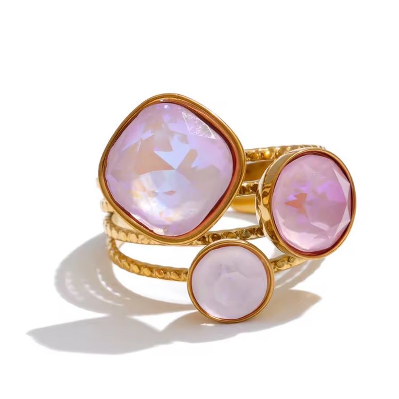 Multicolor Crystal Square Ring