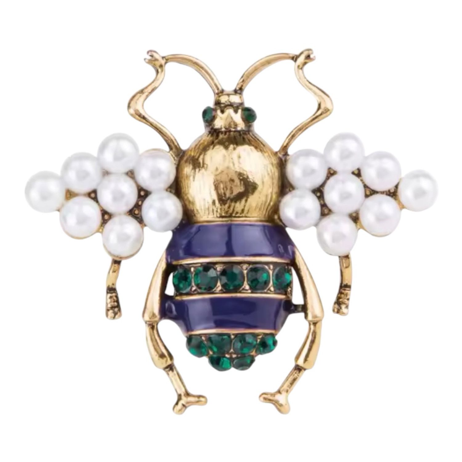 Blue Pearl Bee Brooch