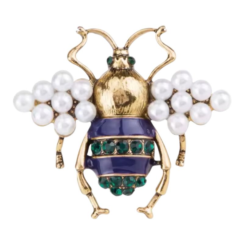 Blue Pearl Bee Brooch