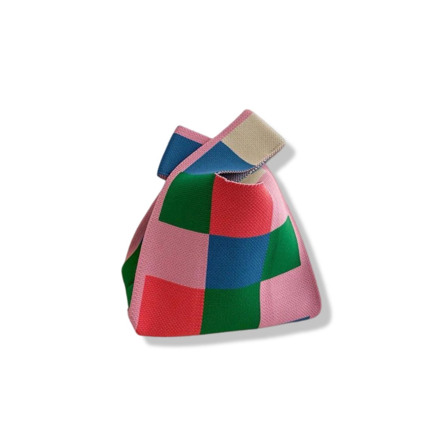 Pink Colorful Squares Knit Bag