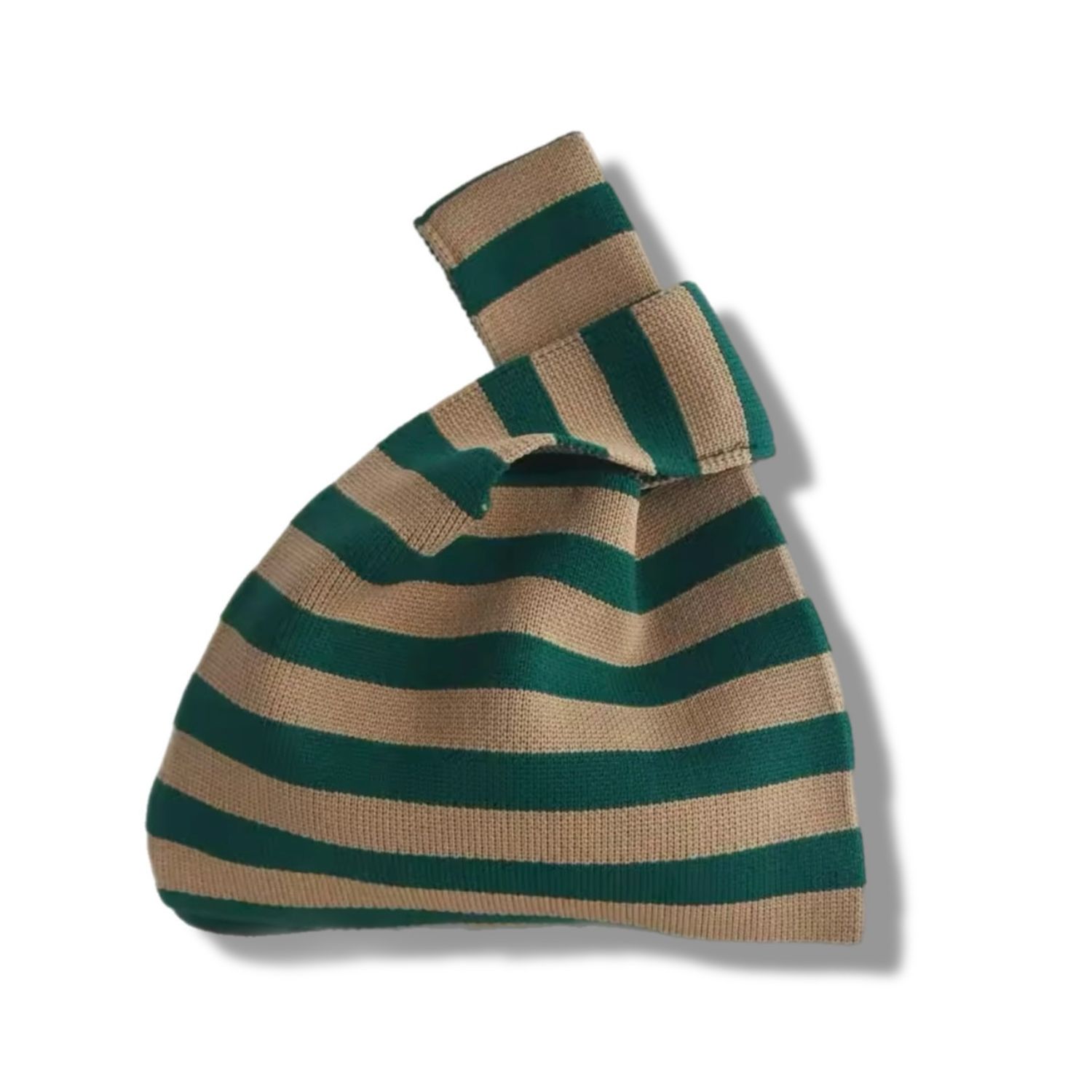 Green Striped Knit Bag