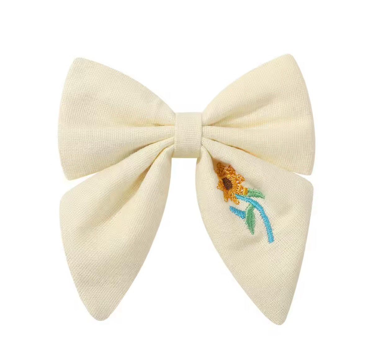 Beige Flower Bow