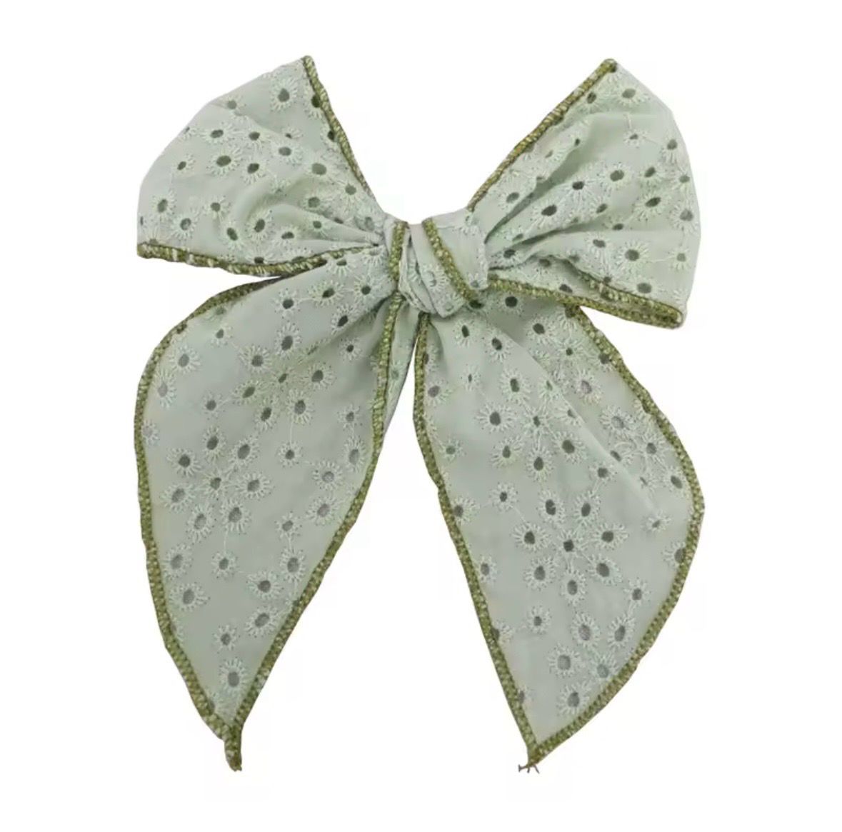 Green Autumn embroidery Hairbow
