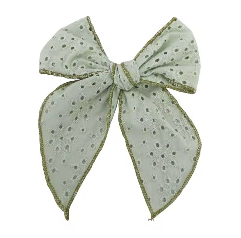 Green Autumn embroidery Hairbow