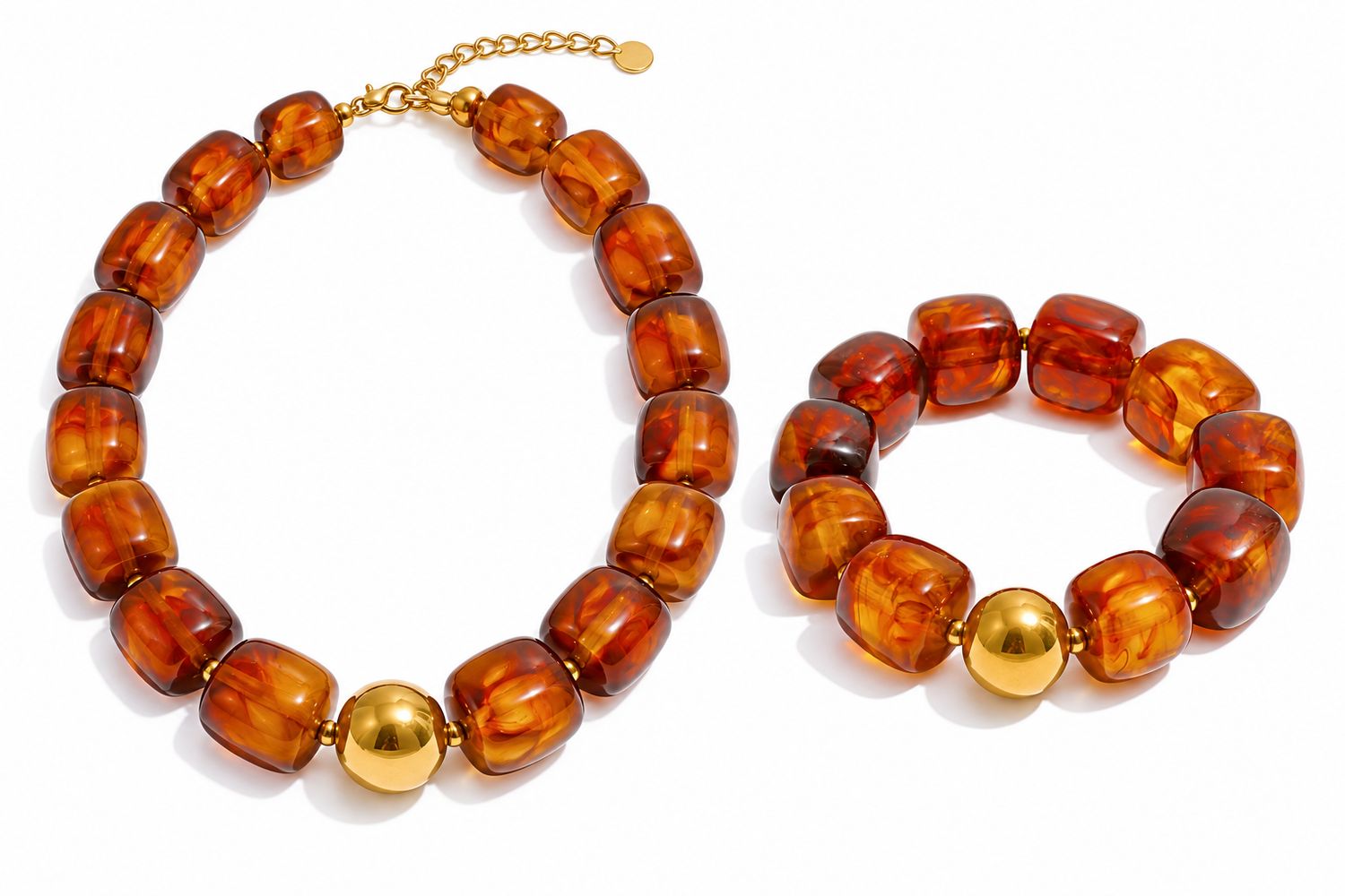 Set Brown Square Beads
