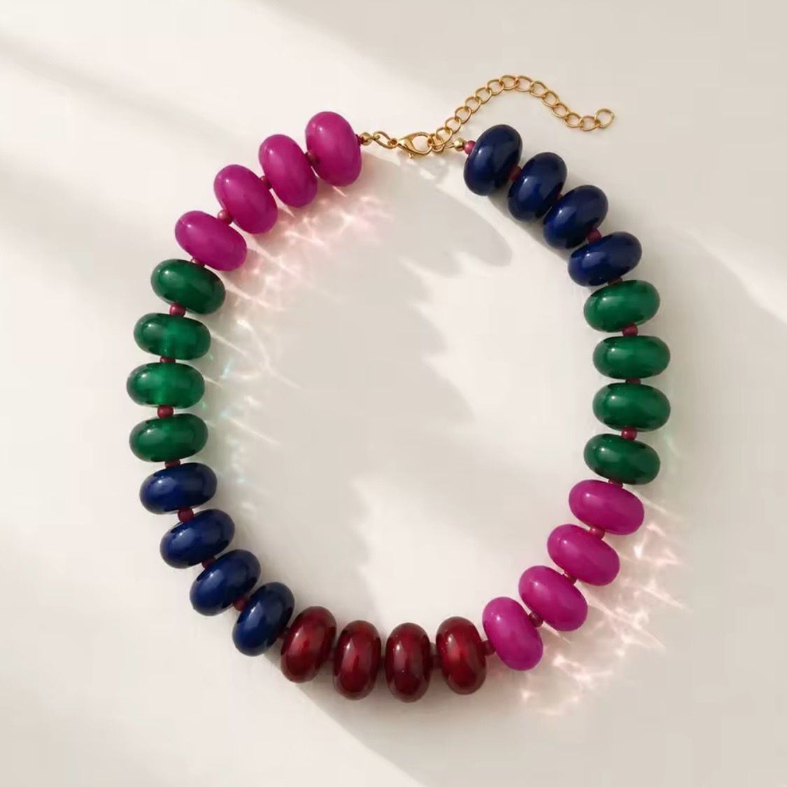 Pink Green  Bead Necklace