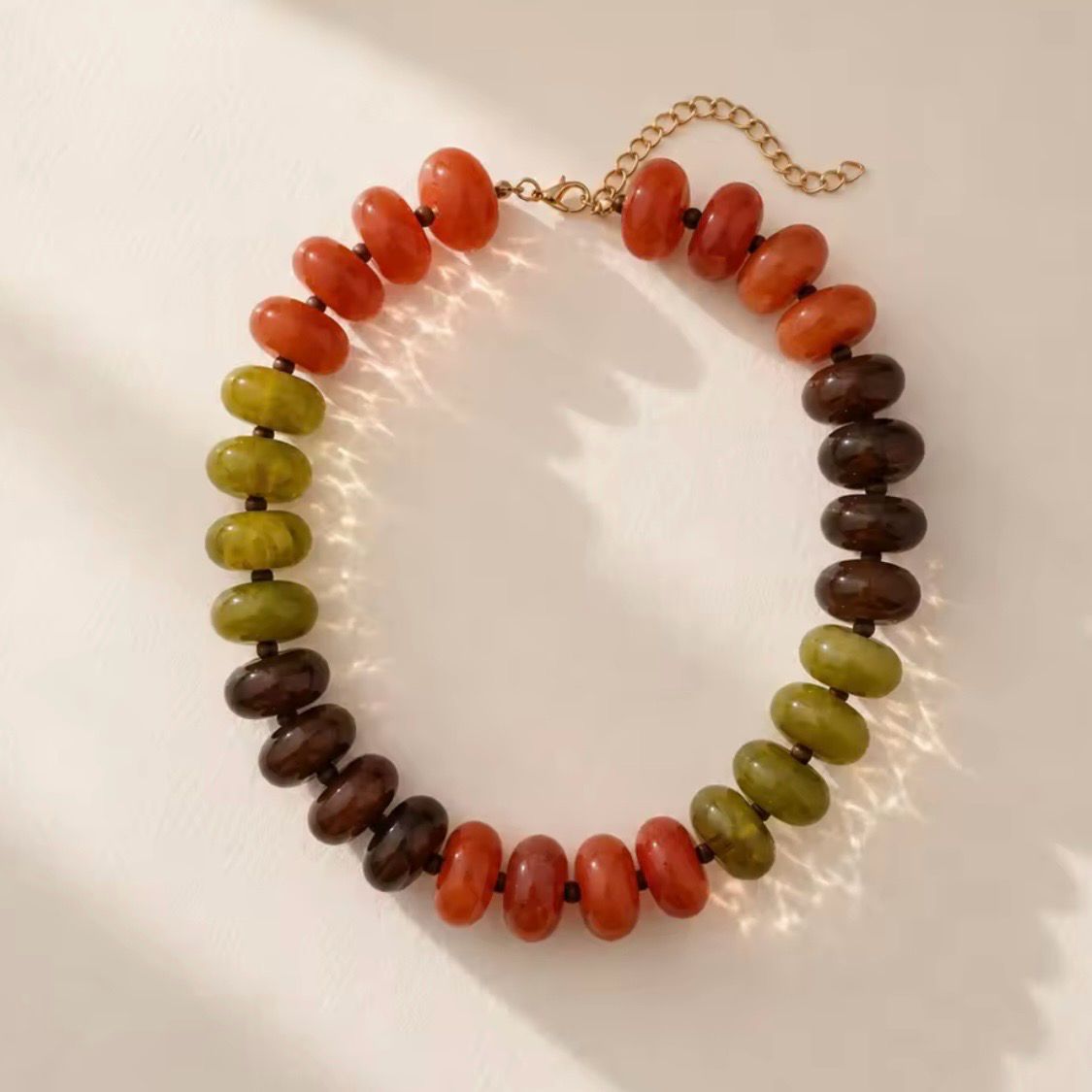 Orange Autumn  Bead Necklace