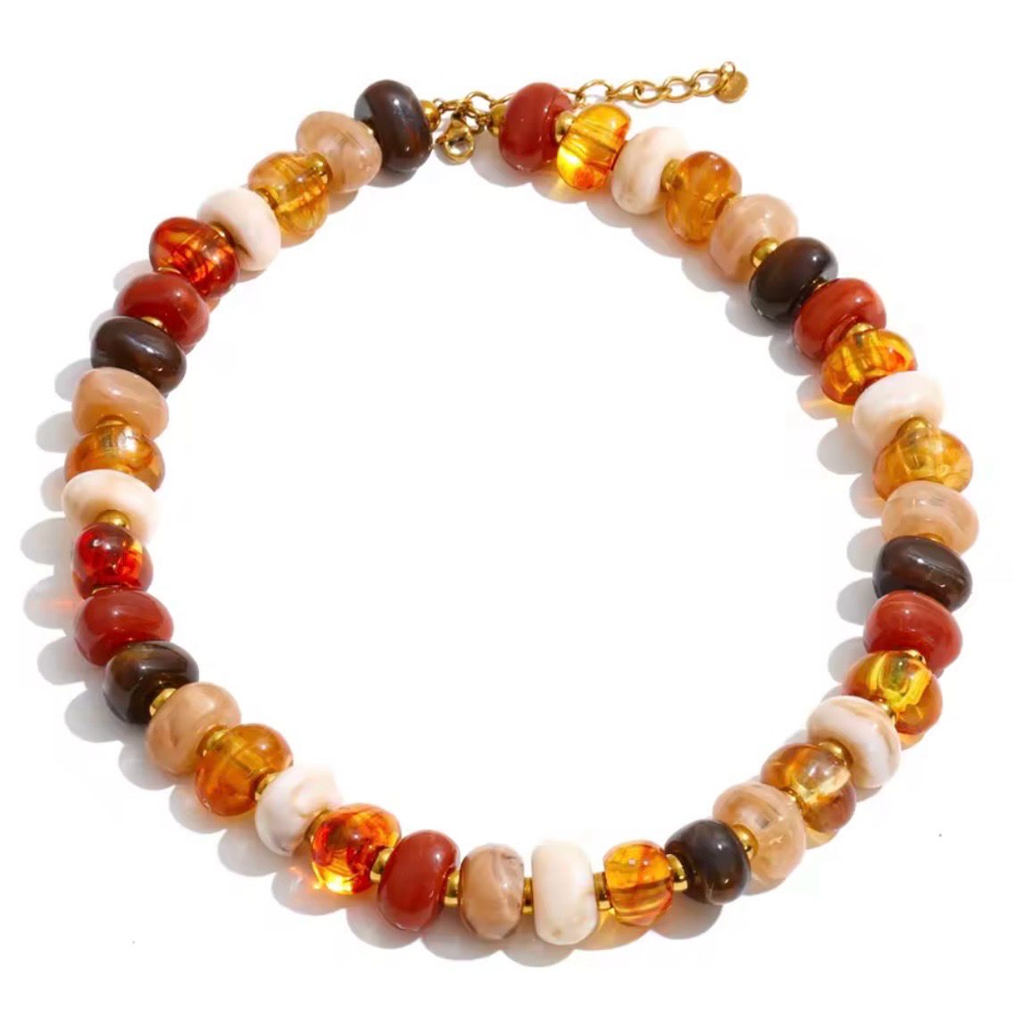 Orange Autumn  Bead Necklace