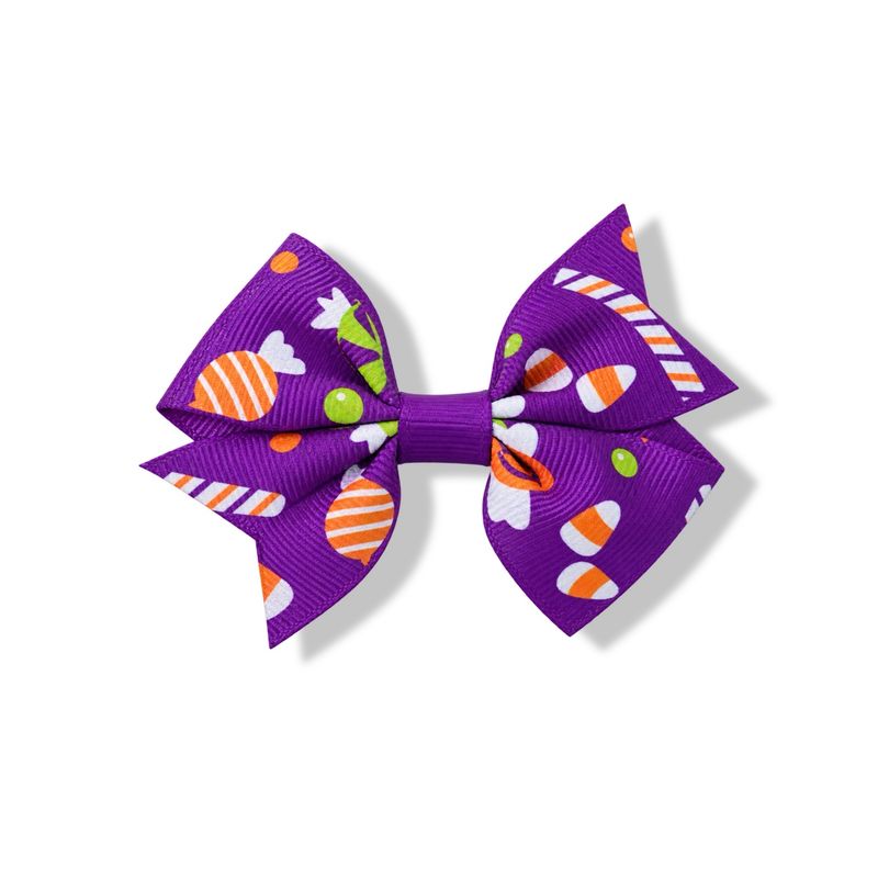 Purple Halloween candy mini hairbow