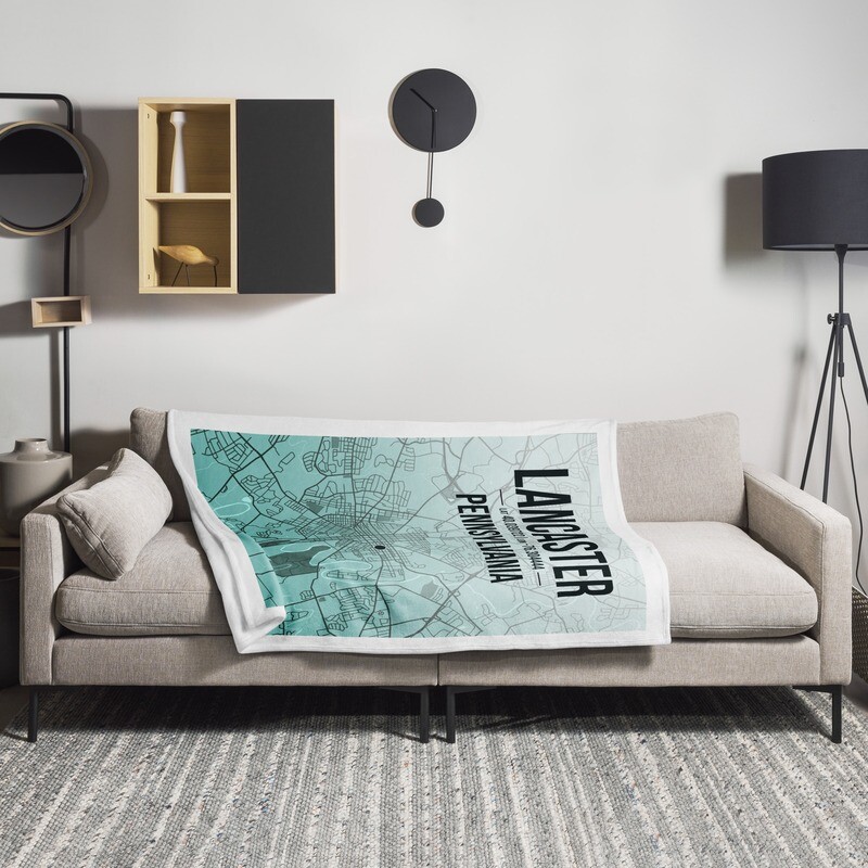 Lancaster Map Throw Blanket