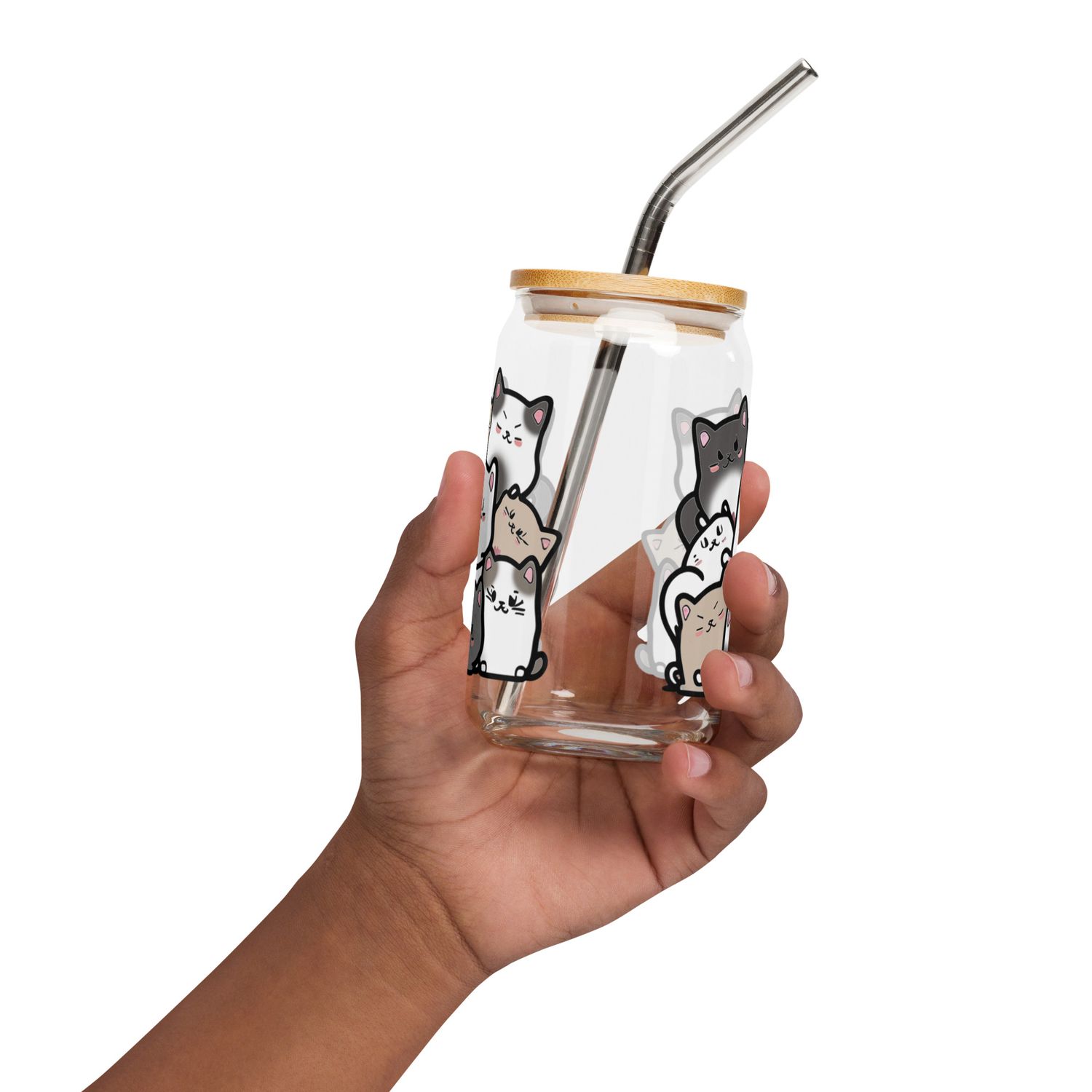 Kitty Pile Can-Shaped Glass