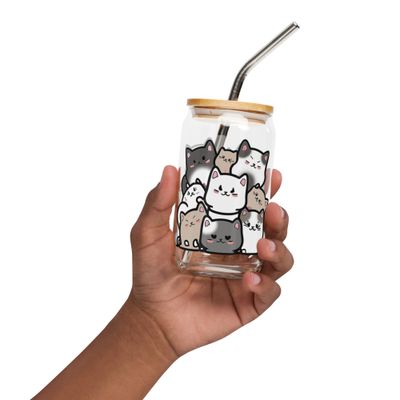 Kitty Pile Can-Shaped Glass