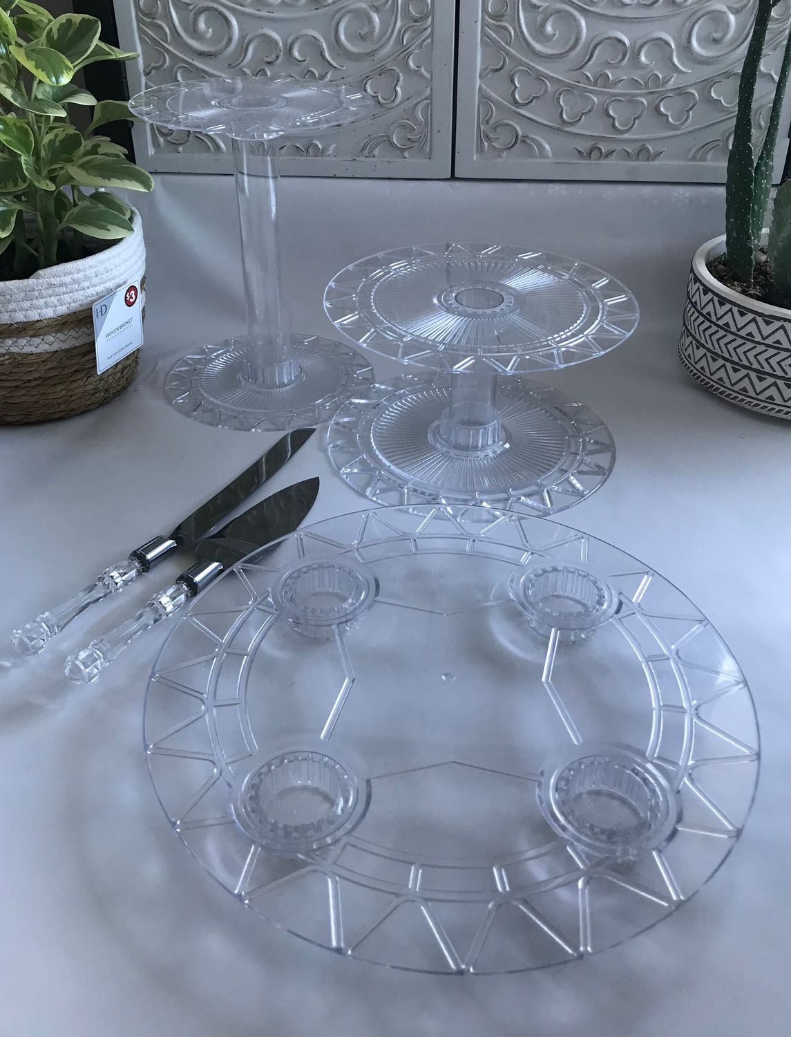 3 TIER EASTWESTTOPTIER CAKE STAND - 3 TIER CLEAR ACRYLIC CAKE STAND - DECORATE WEDDINGS, ANNIVERSARY, BABY SHOWER, BIRTHDAY PARTIES