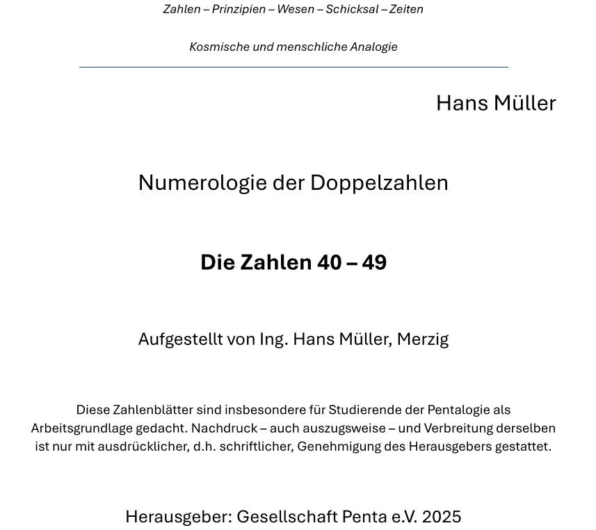 Numerologie der Doppelzahlen 40-49