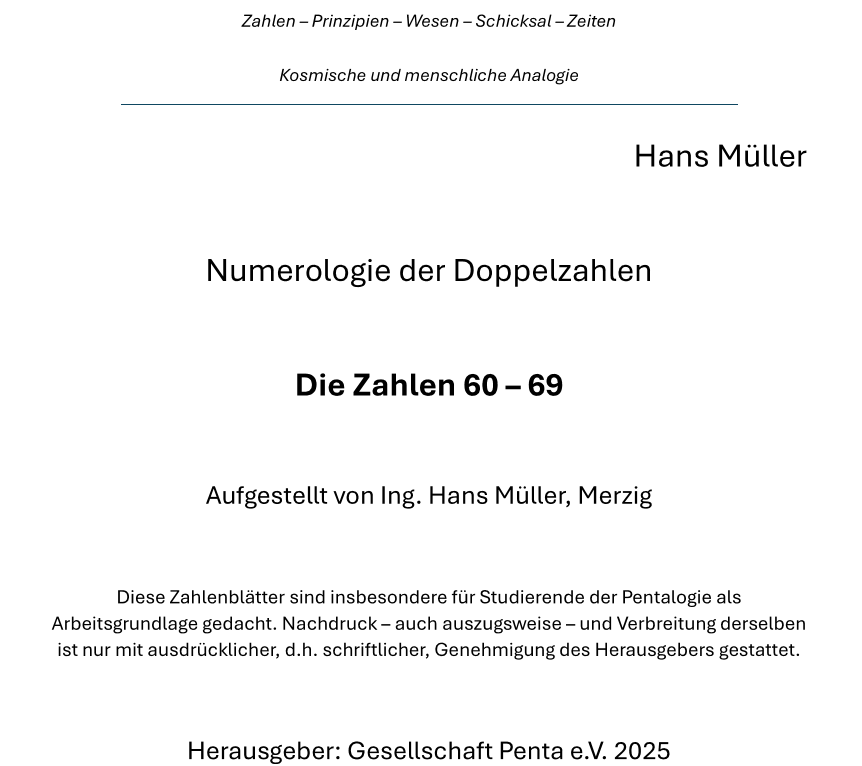 Numerologie der Doppelzahlen 60-79