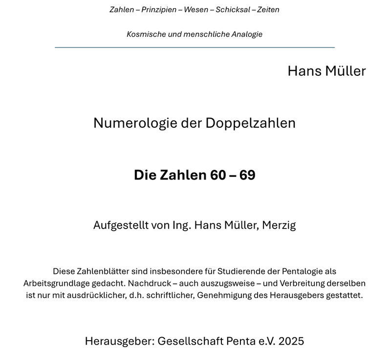 Numerologie der Doppelzahlen 60-79
