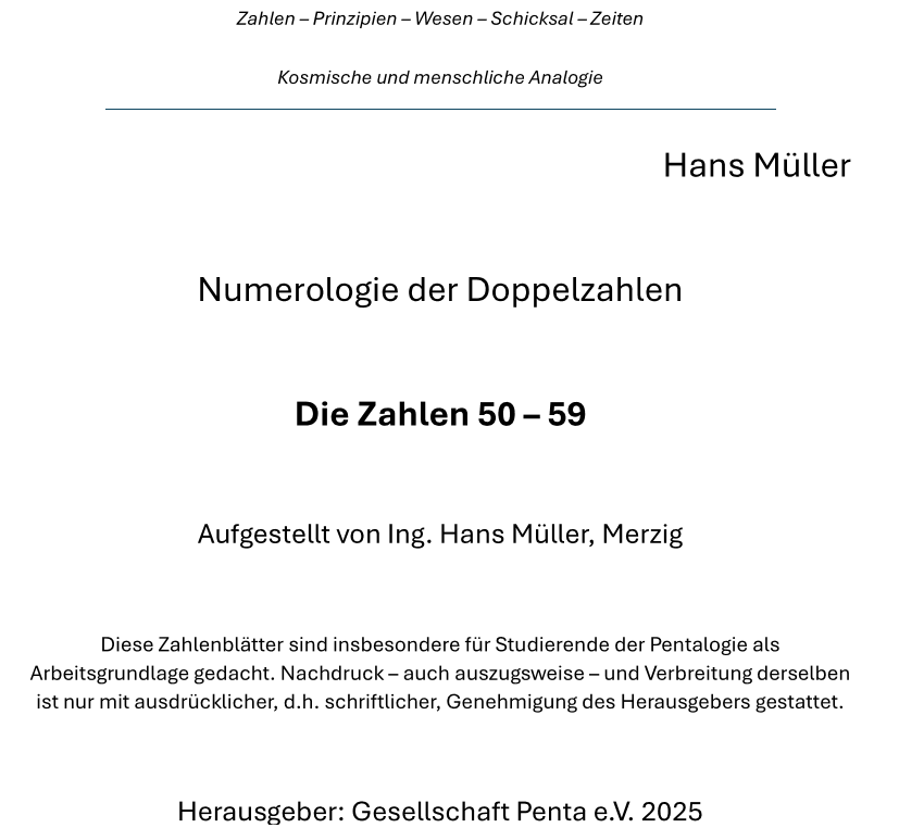 Numerologie der Doppelzahlen 50-59