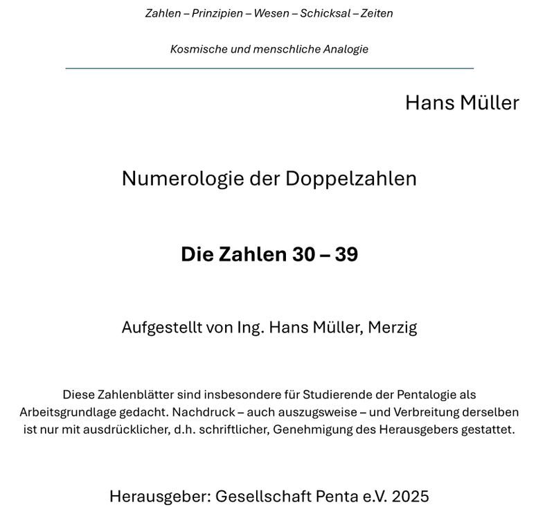 Numerologie der Doppelzahlen 30-40