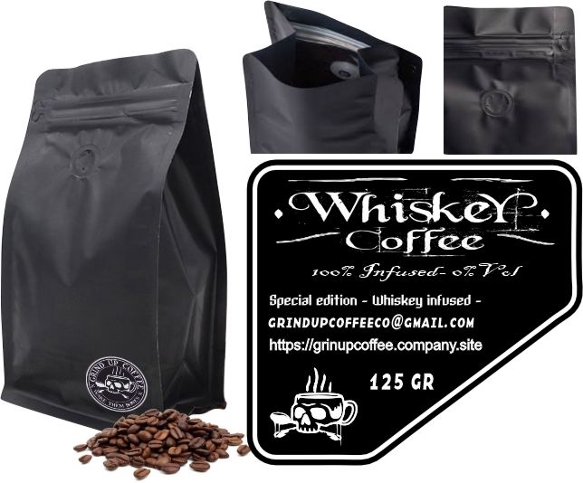 125GR WHISKEY OR BRANDY INFUSED COFFEE - 100% INFUSED - 0%Vol
