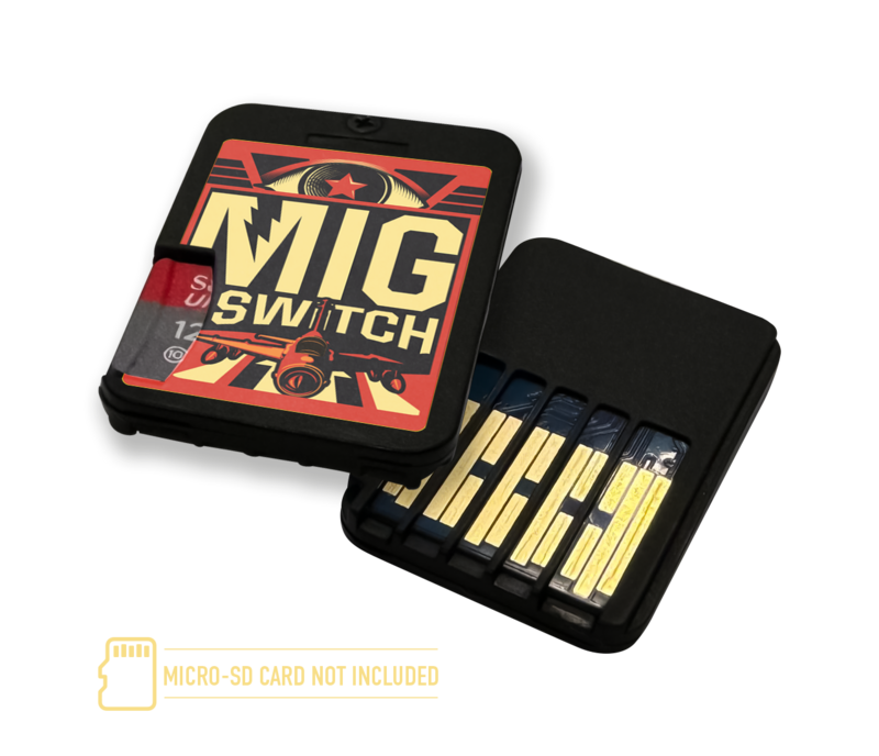 Flash Cart til Nintendo Switch med motiv av et fly.