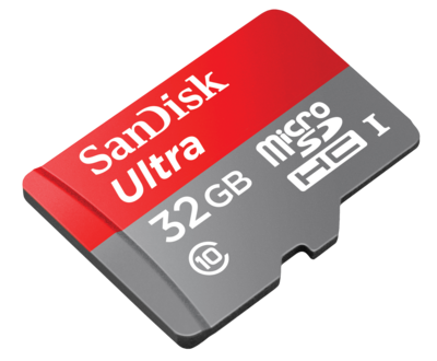 MicroSD Kort med 32 gigabyte.