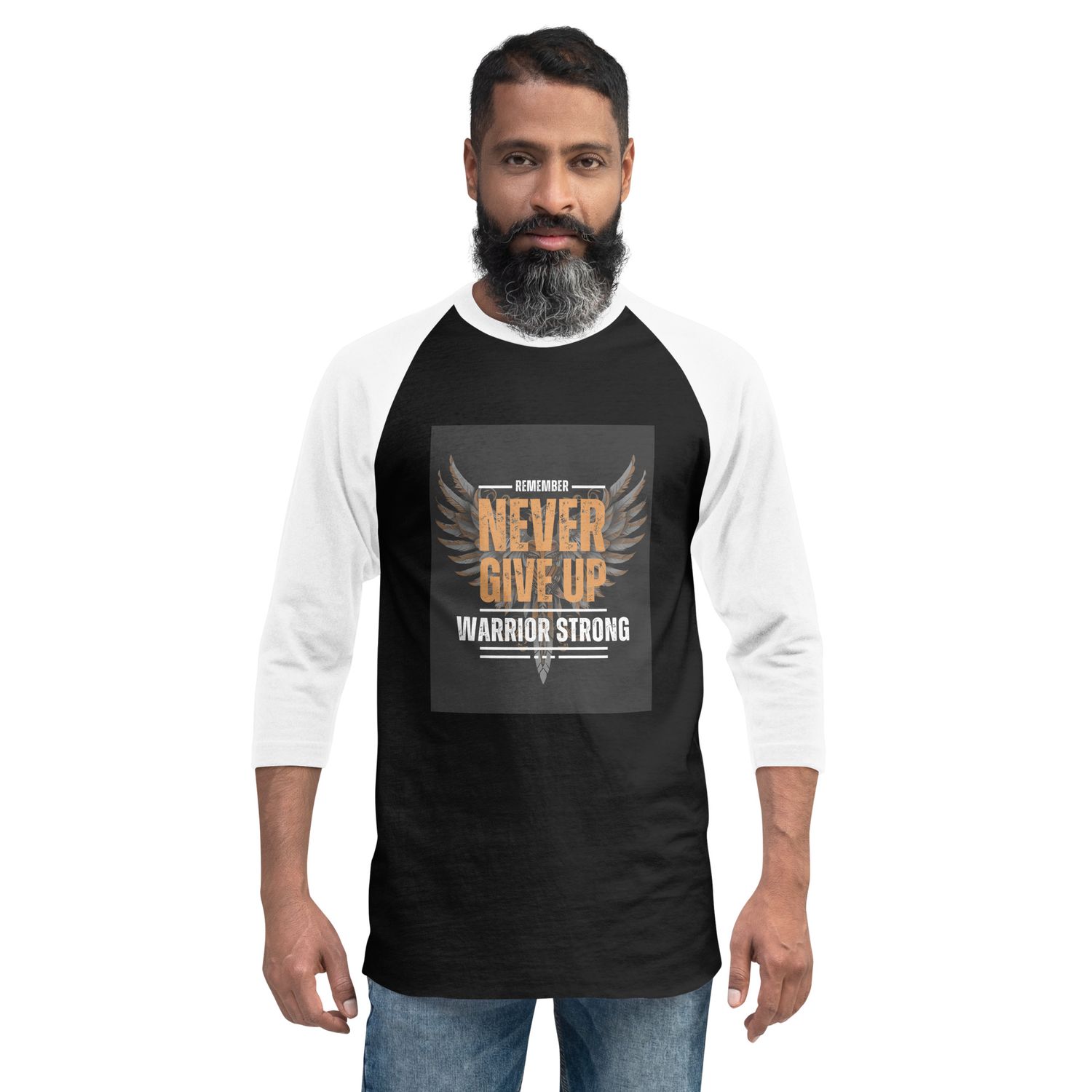 SHIRT-Raglan-Unisex-3/4 Sleeve-Never Give Up