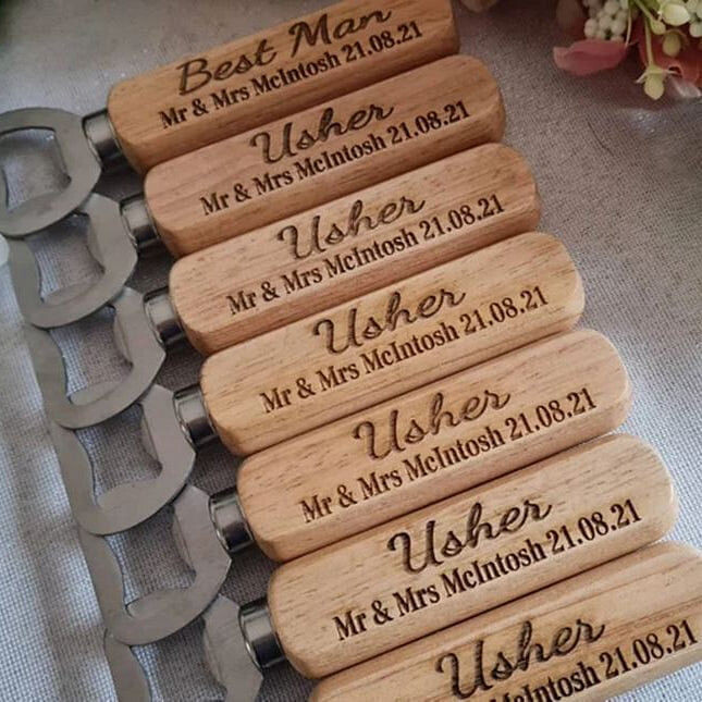 Engraved Wooden Handle Bottle Opener