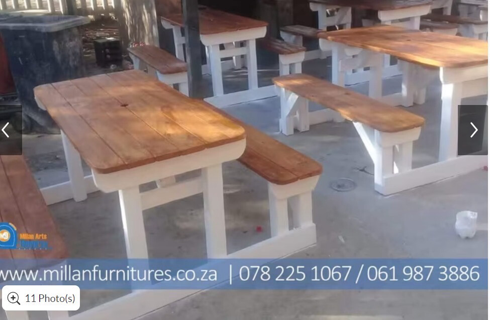 Attached Wooden Table &amp; benches