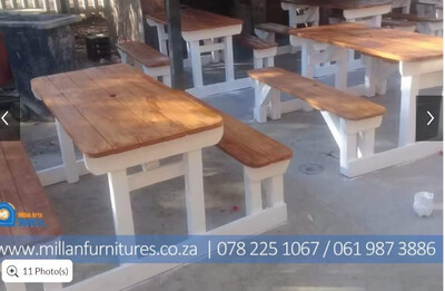 Attached Wooden Table &amp; benches