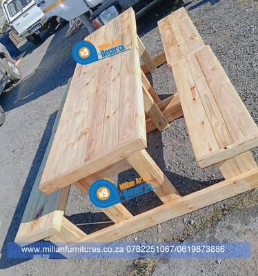 Bonded  attached table and benches set