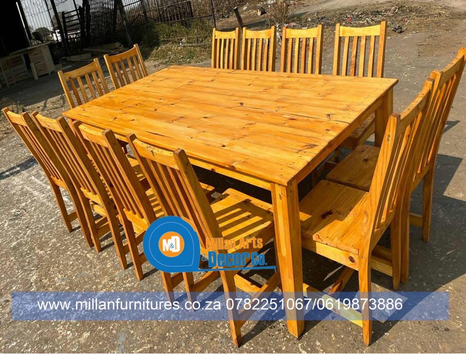 Farmhouse-dinning table &amp; 12chairs Set