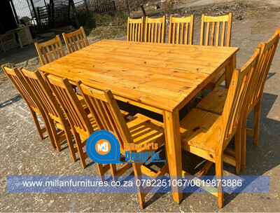 Farmhouse-dinning table &amp; 12chairs Set