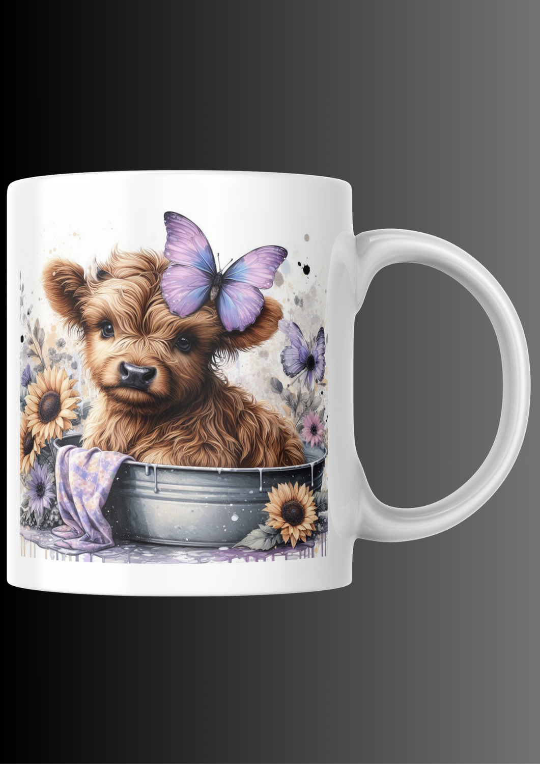 Baby cow with butterflies mug