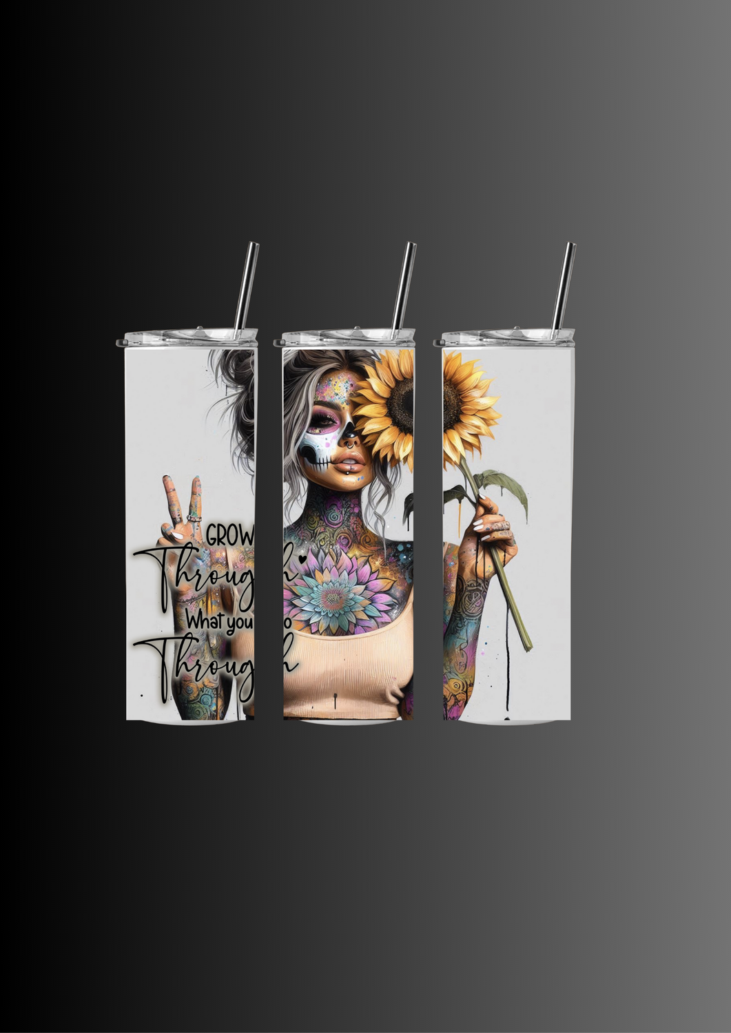 Sunflower tattoo girl tumbler